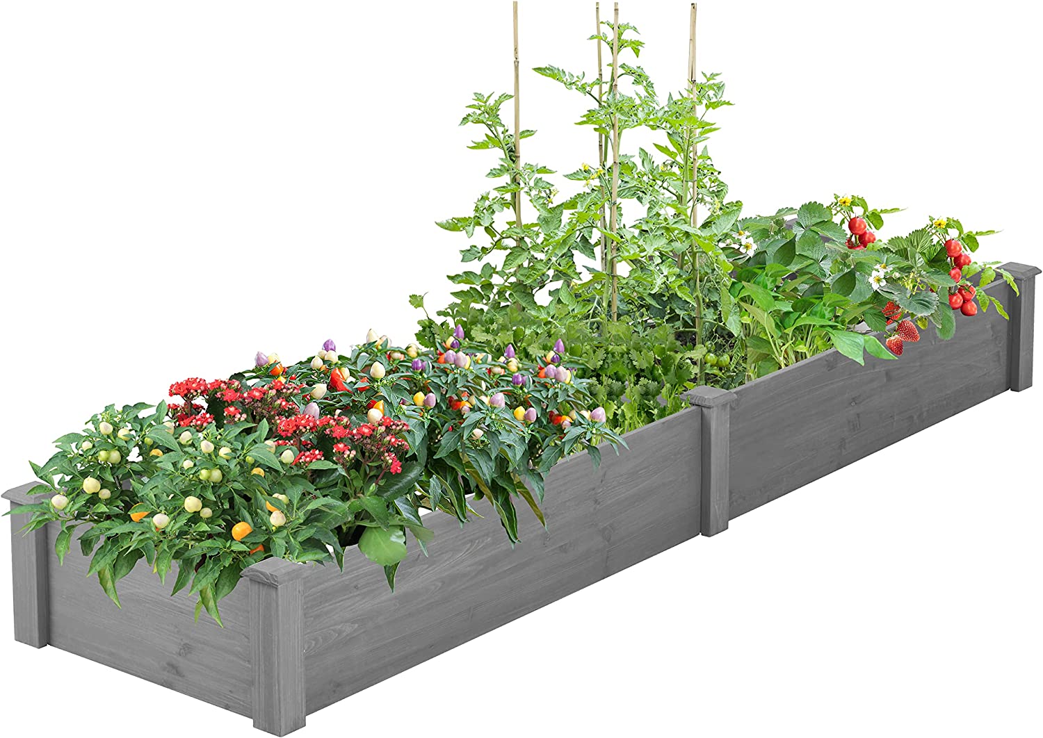 Large Elevated Garden Bed 96x28x10'', Outdoor Long Planter Box, Tool-Free Assembly, Natural Wood for Patios & Backyards