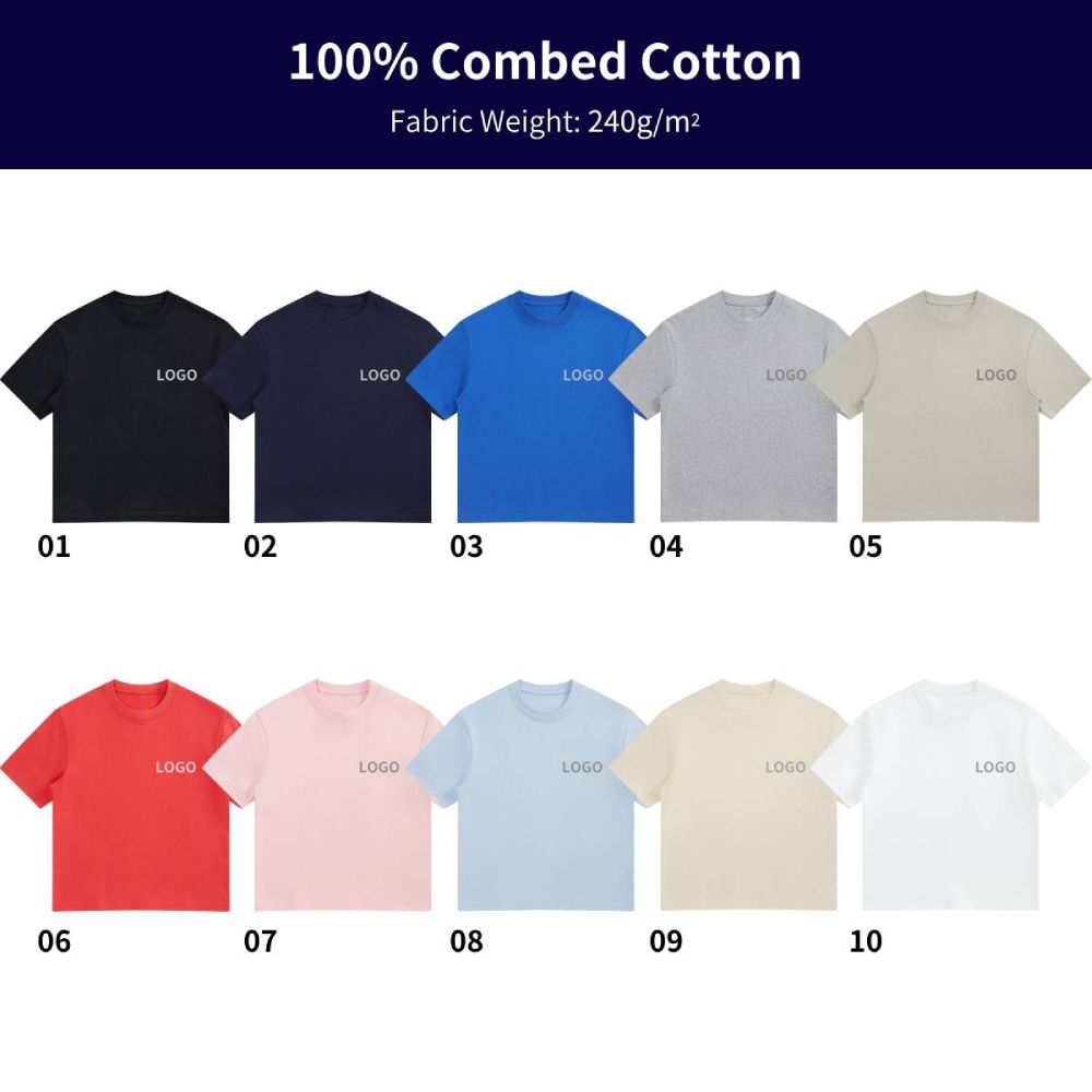 T-shirt à manches courtes de couleur unie pour enfants, col ras du cou à manches courtes, coupe ample, 100 % coton peigné, logo et texte personnalisés