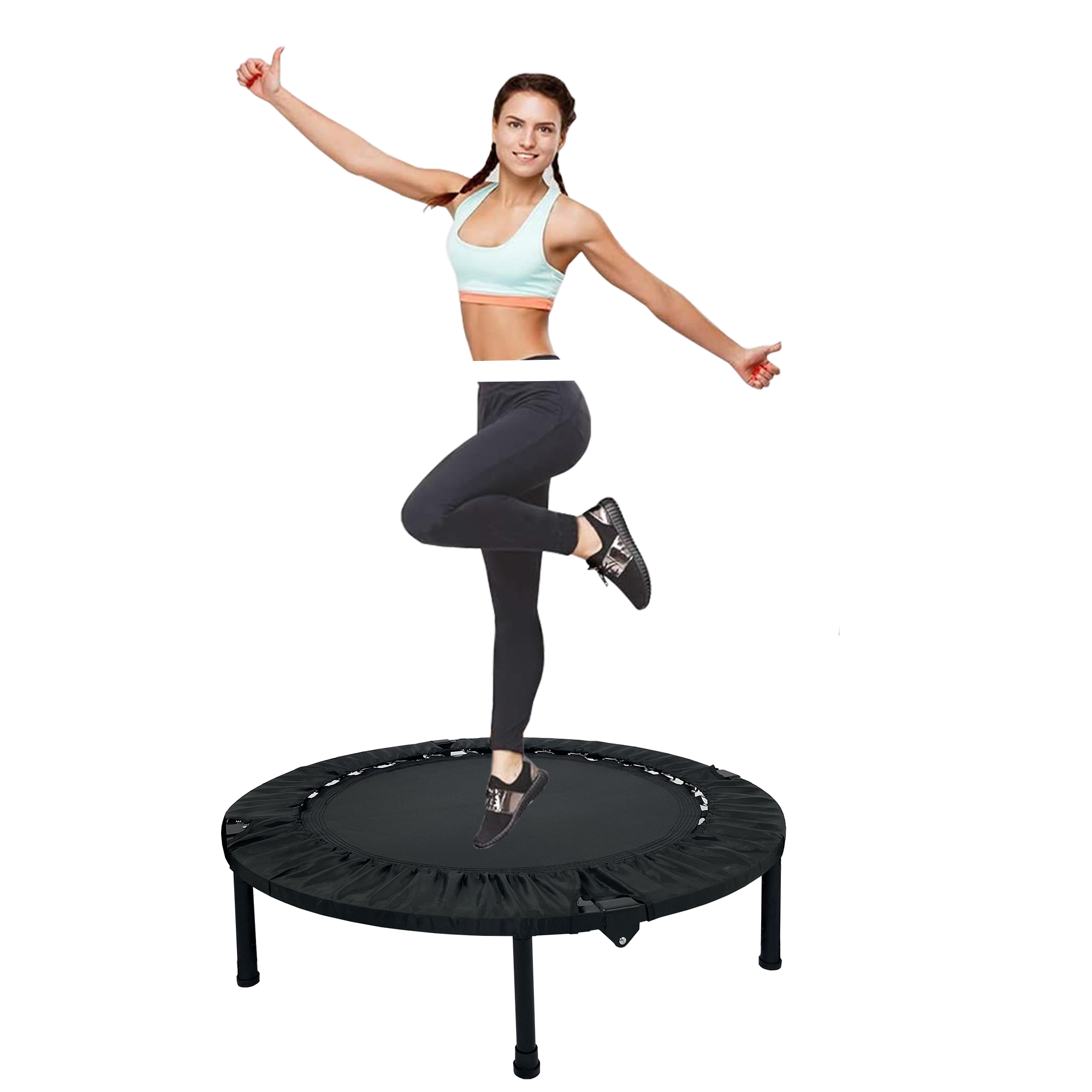 Mini Fitness Trampoline, 40 Inch Stable, Durable, Quiet Exercise Rebounder for Adults & Kids, Ideal for Indoor Garden Workouts