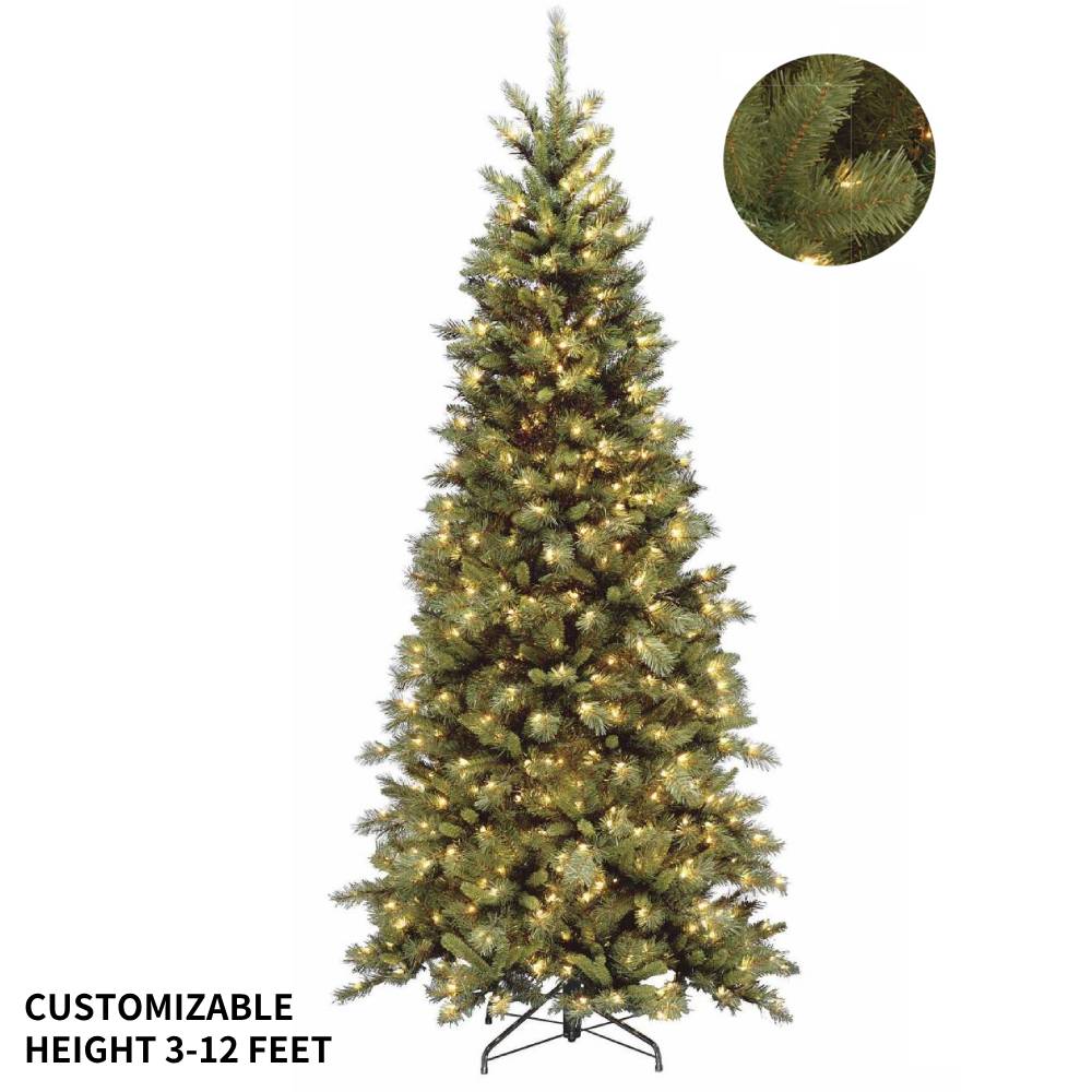 Pre-Lit Artificial Christmas Tree, Christmas Tree Decoration, Green, Spruce, PVC Material, Includes Stand, 6~7 Feet, Wholesale