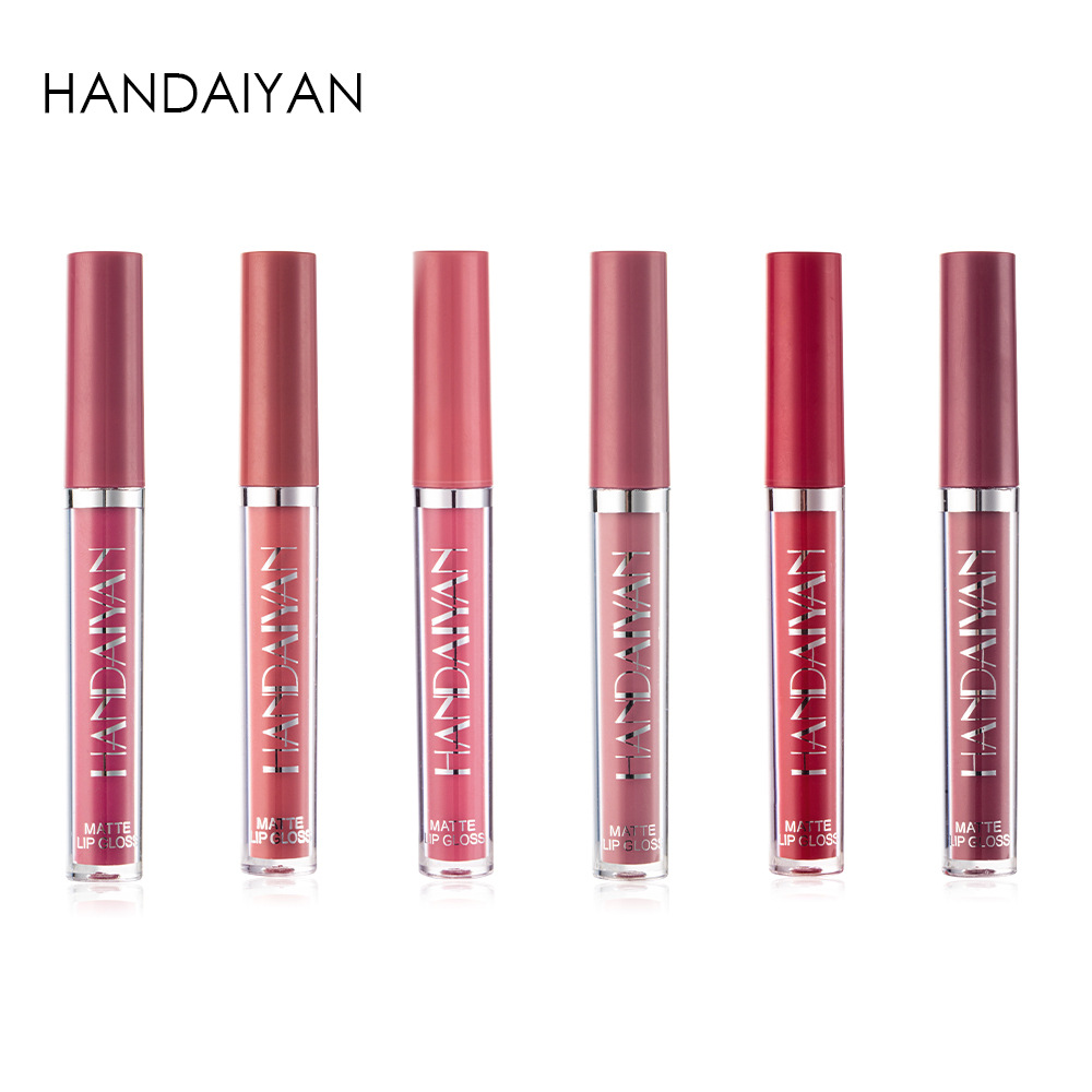 HANDAIYAN 6-Piece Set of Waterproof Matte Liquid Lipsticks - Lasting Color, Smudge-resistant, Luxurious Velvet Finish