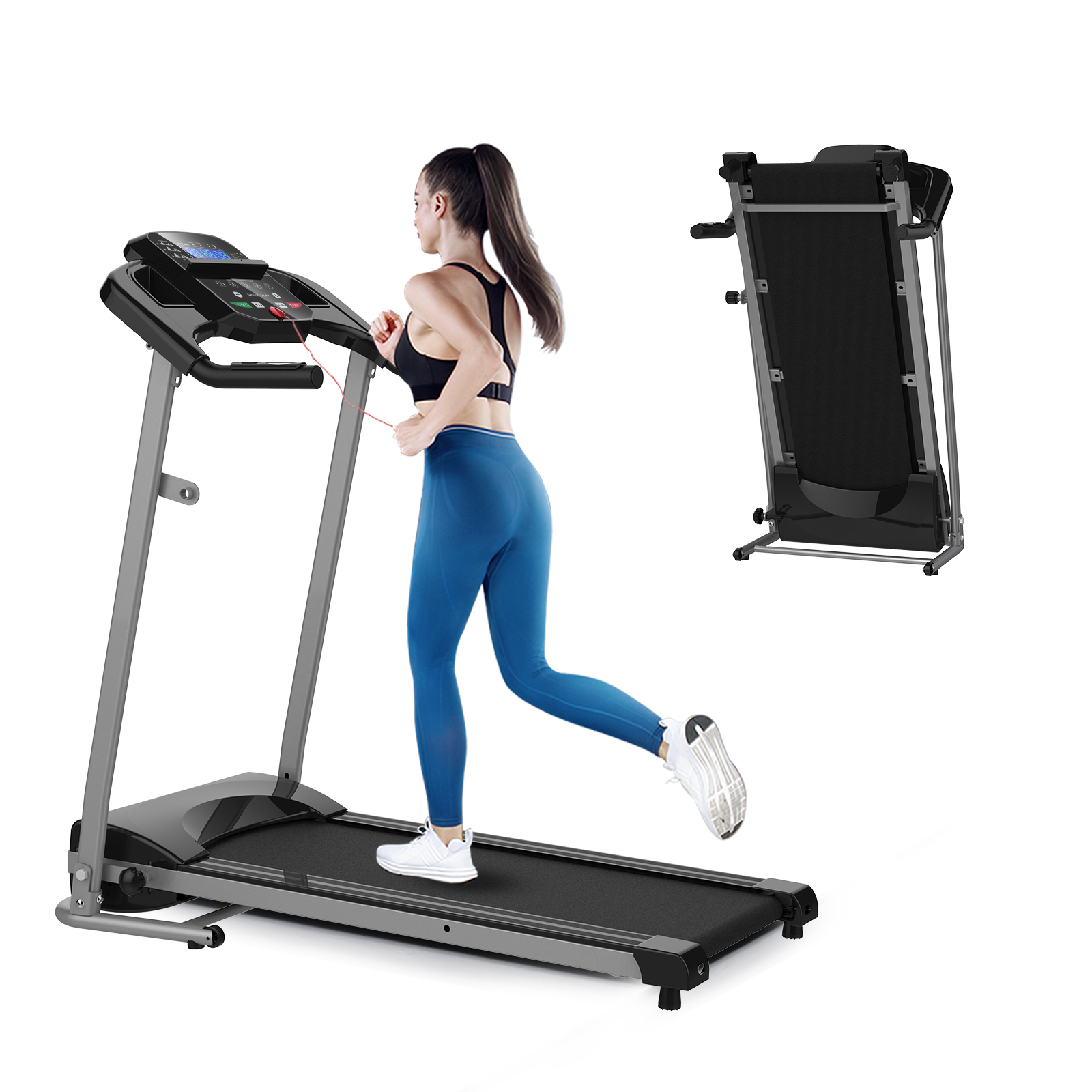 Foldable Electric Treadmill - 2.5HP Motorized Running Machine with 12 Workout Programs, 265 lbs Load for Home Gym