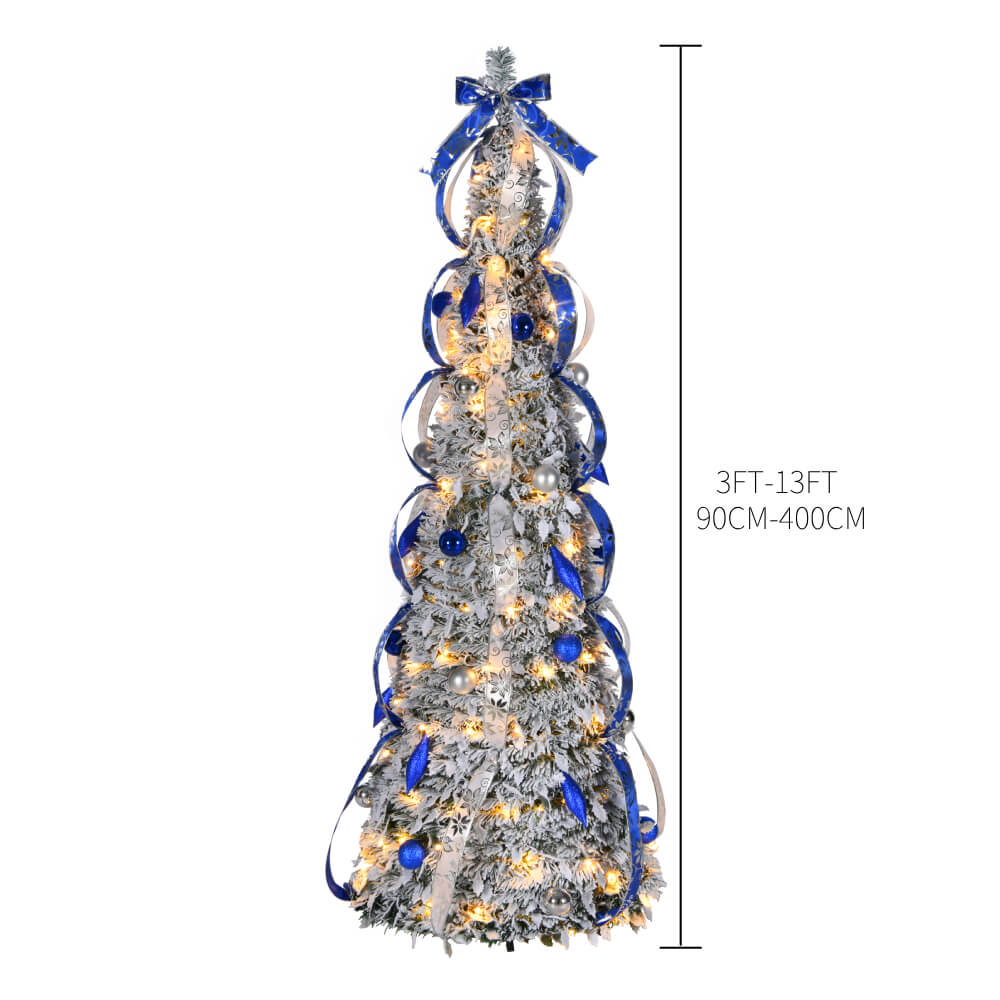 Victorian Style Pull-Up Christmas Tree, 5 Colors Available, Pre-Lit and Fully Decorated, Collapses for Easy Storage Wholesale