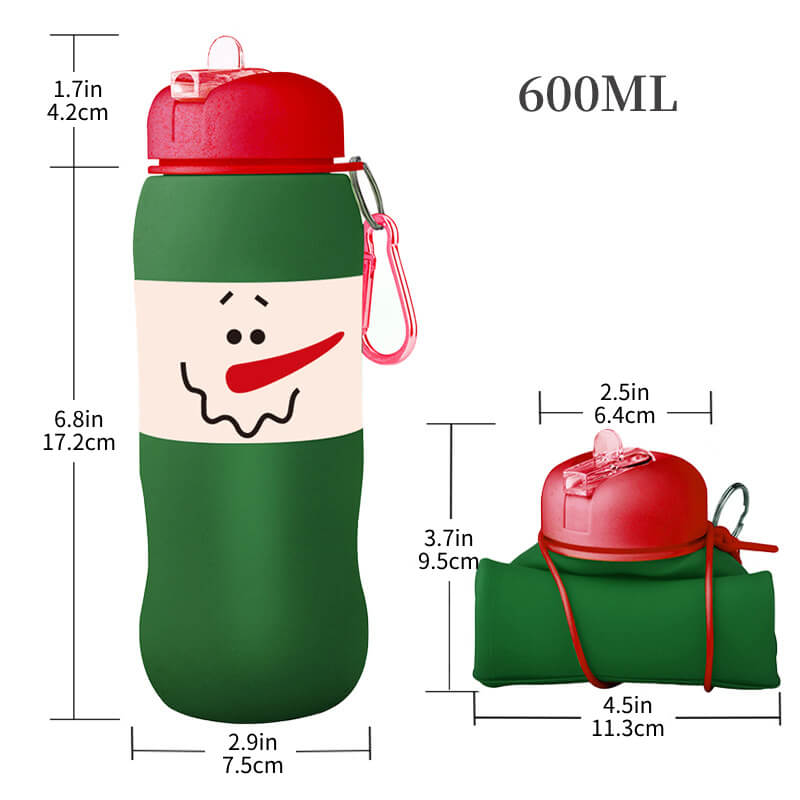 パーソナライズドウォーターボトル | 600ml 折りたたみ式 | 企業向けクリスマスギフト