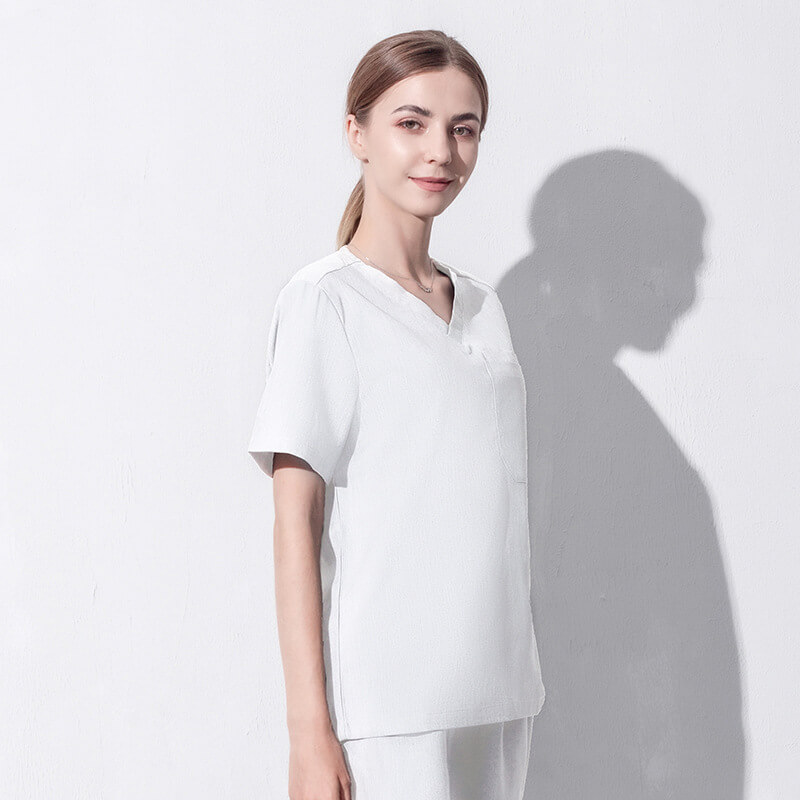 Scrubs | High-End V-Neck Solid Color Unisex Short-Sleeve Custom Logo | Workwear