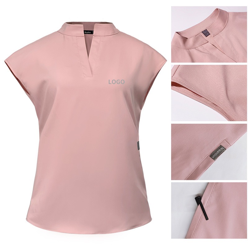 Divise sanitarie | Set di uniforme da infermiera per donna con colletto alto di alta gamma | Logo personalizzabile | Abbigliamento da lavoro