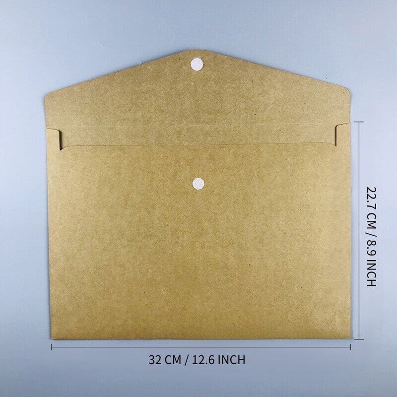 File Folders | A4 Velcro Closure Envelope Landscape Horizontal Kraft Paper | Office Supplies